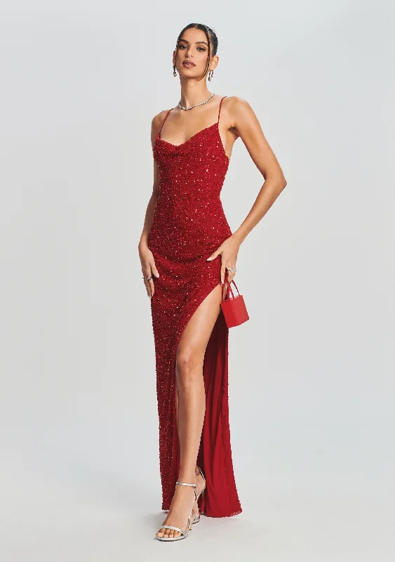 Sexy Backless Satin Party Dresses for Ladies' Night OutLoretta Sequin Dress