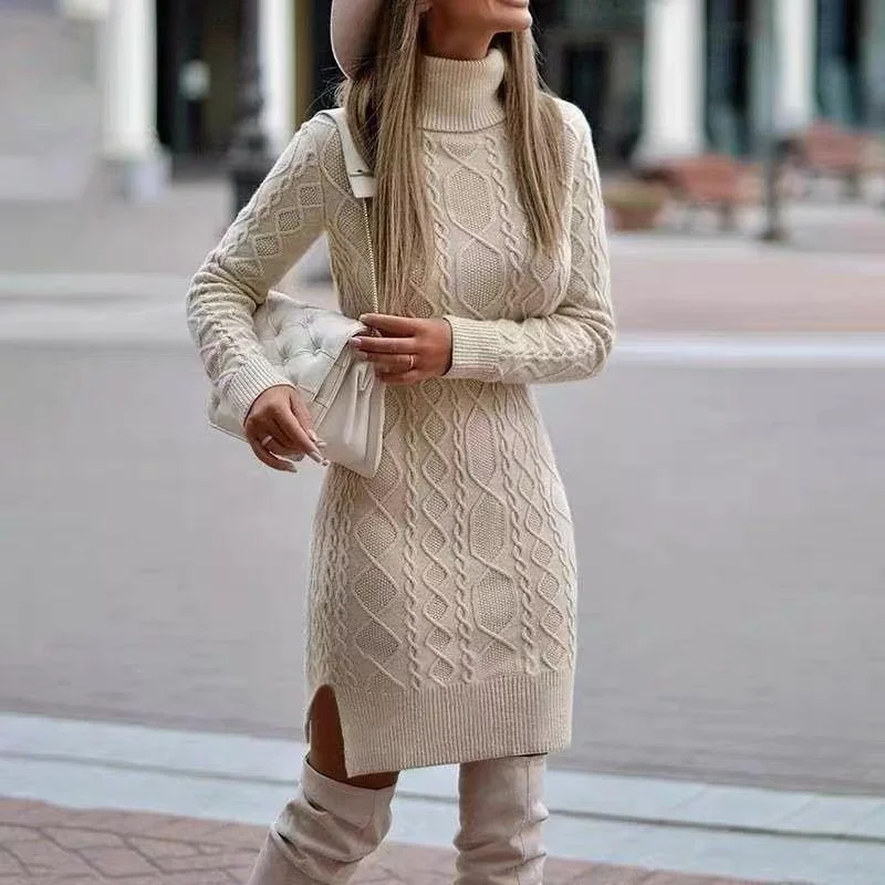 Trumpet - style midi dress for a flared and stylish silhouetteMasha Turtleneck Knitted Midi Dress