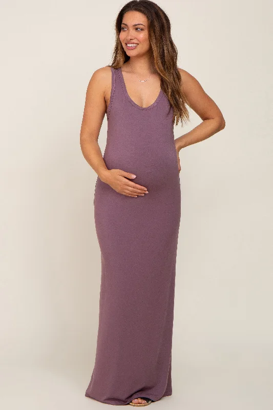"Elegant wedding guest dresses for women under $100"Mauve Basic Sleeveless Maternity Maxi Dress "Elegant wedding guest dresses for women under $100"Mauve Basic Sleeveless Maternity Maxi Dress