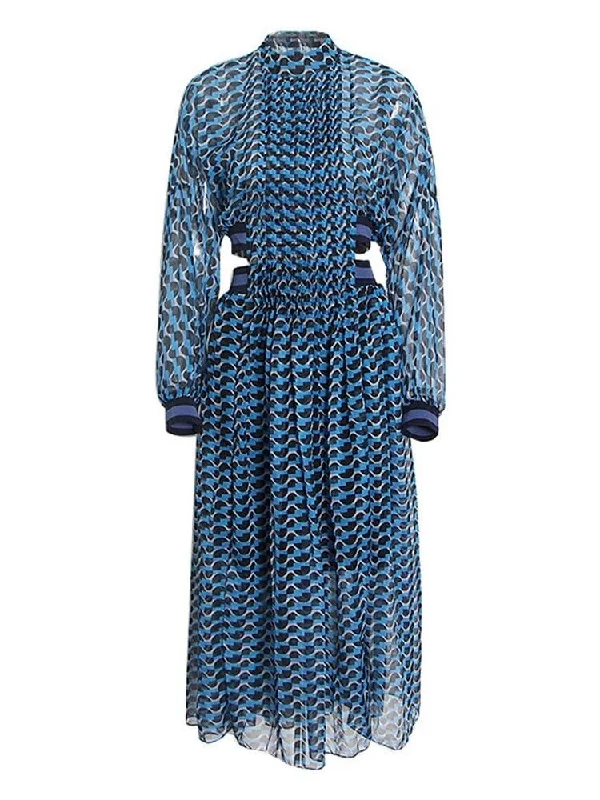 Midi dress for a school event such as a sports day or field tripMaya Long Sleeve Midi Dress - Midnight Blue Print