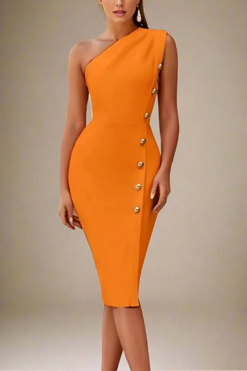 Lace - up midi dress for a trendy and adjustable lookMel Bodycon Midi Dress - Apricot Orange