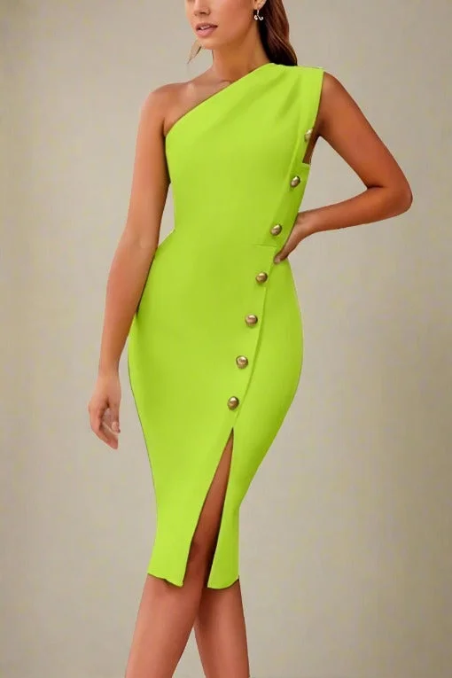 Fringe - trimmed midi dress for a playful and trendy appearanceMel Bodycon Midi Dress - Neon Green