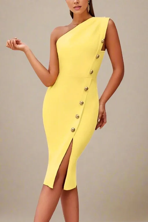 Zip - front midi dress for easy on - and - off convenienceMel Bodycon Midi Dress - Sun Yellow