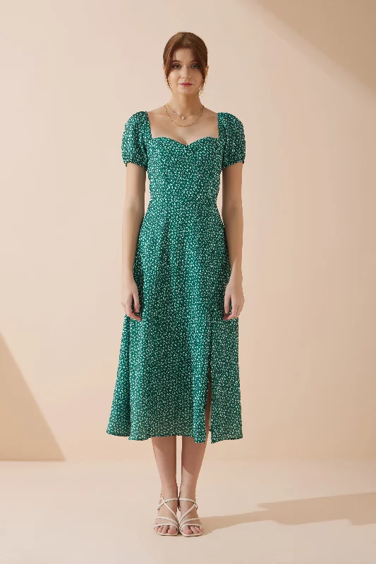 Collared midi dress for a more formal and put - together lookMiriam Green Floral Sweetheart Midi Dress Collared midi dress for a more formal and put - together lookMiriam Green Floral Sweetheart Midi Dress