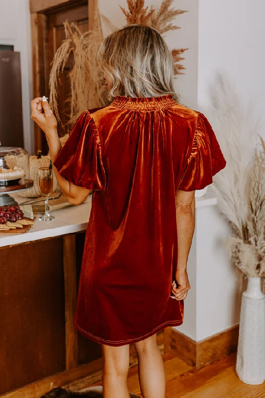 Party Dresses with Embroidered Floral Patterns and Tassel Hem and Sequined Bodice for Ladies' Bohemian and Glamorous LookModern Marvel Velvet Mini Dress In Rust Party Dresses with Embroidered Floral Patterns and Tassel Hem and Sequined Bodice for Ladies' Bohemian and Glamorous LookModern Marvel Velvet Mini Dress In Rust