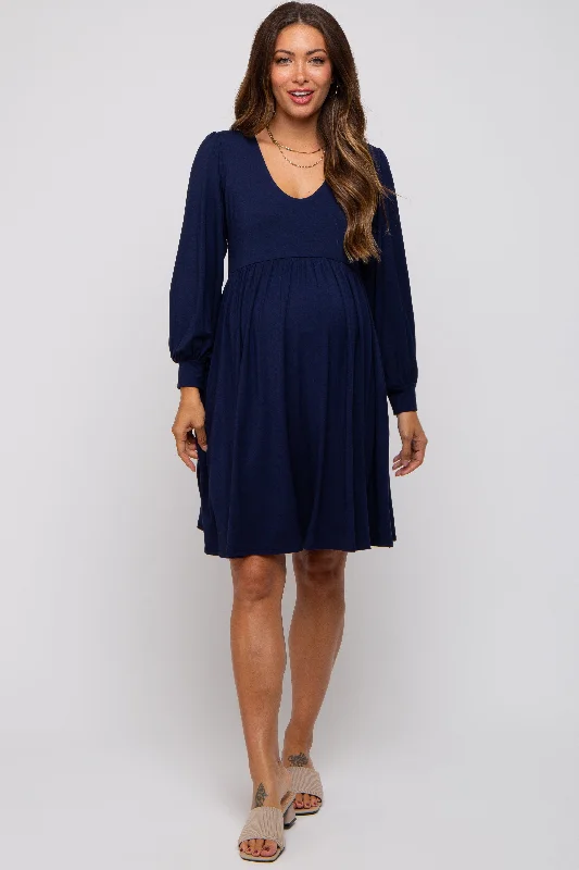 "Hurry! Limited Stock - Get Your Dream Dress with a Special Discount"Navy Long Puff Sleeve Maternity Dress "Hurry! Limited Stock - Get Your Dream Dress with a Special Discount"Navy Long Puff Sleeve Maternity Dress