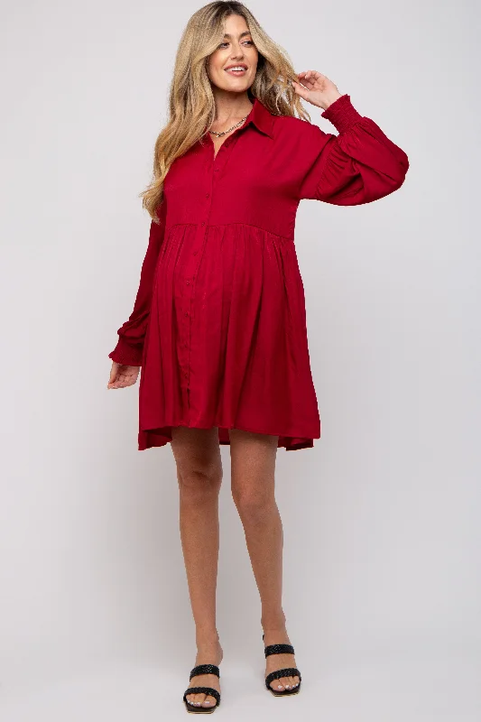 "Vintage - look women's dresses for a retro charm"Red Button Down Maternity Dress