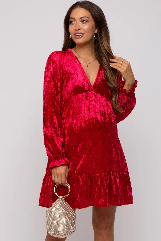"White dresses for women for a fresh and clean look"Red Velvet Long Sleeve Maternity Dress "White dresses for women for a fresh and clean look"Red Velvet Long Sleeve Maternity Dress