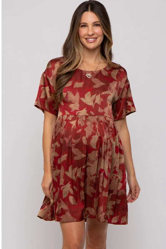 "Black tie dresses for women for formal galas"Rust Printed Short Sleeve Pocketed Maternity Dress "Black tie dresses for women for formal galas"Rust Printed Short Sleeve Pocketed Maternity Dress
