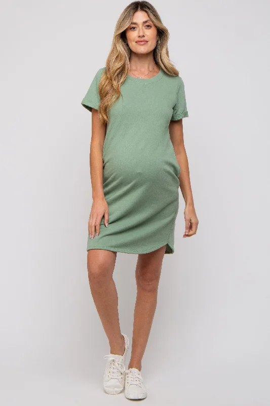 "Simple wedding dresses for women who prefer understated elegance"Sage French Terry Cuffed Short Sleeve Maternity Dress "Simple wedding dresses for women who prefer understated elegance"Sage French Terry Cuffed Short Sleeve Maternity Dress