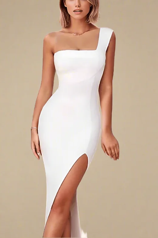 Color - block midi dress for a bold and contemporary statementSelene Bodycon Midi Dress - Pearl White