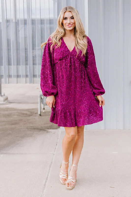 Empire Waist Party Dresses with Satin Sash for Ladies' Curvy Figure FlatteringSleek Sophistication Mini Dress In Dark Fuchsia Empire Waist Party Dresses with Satin Sash for Ladies' Curvy Figure FlatteringSleek Sophistication Mini Dress In Dark Fuchsia