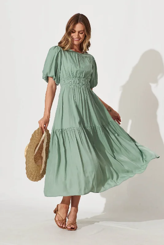 Asymmetric hem midi dress for a unique and fashionable styleStargazer Midi Dress In Green