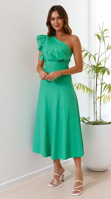 Embroidered lace midi dress for a romantic and delicate touchStassie Midi Dress - Green