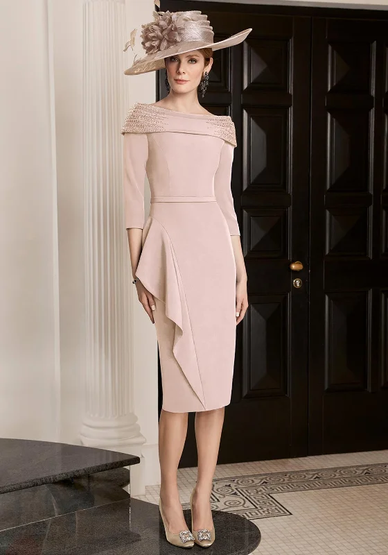 Maxi - length midi dress with a flowing silhouetteVeni Infantino Delicately Beaded Neckline Midi Dress, Almond