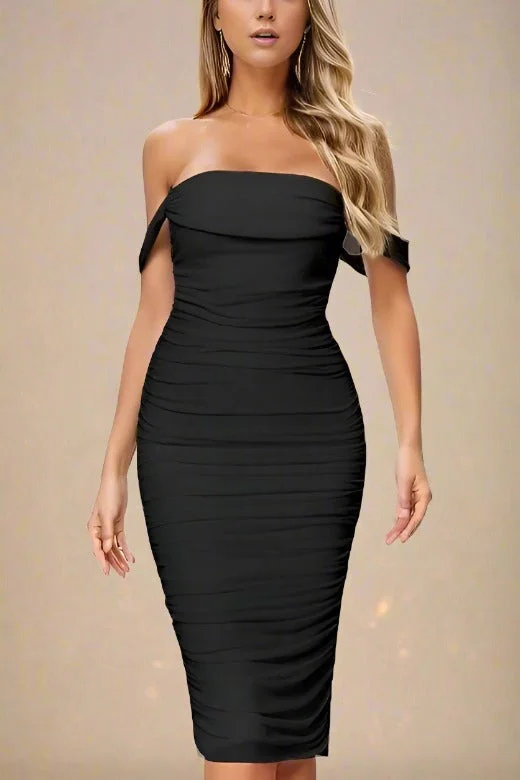 Split - hem midi dress for added mobility and a trendy styleZia Bodycon Wrap Midi Dress - Classic Black Split - hem midi dress for added mobility and a trendy styleZia Bodycon Wrap Midi Dress - Classic Black