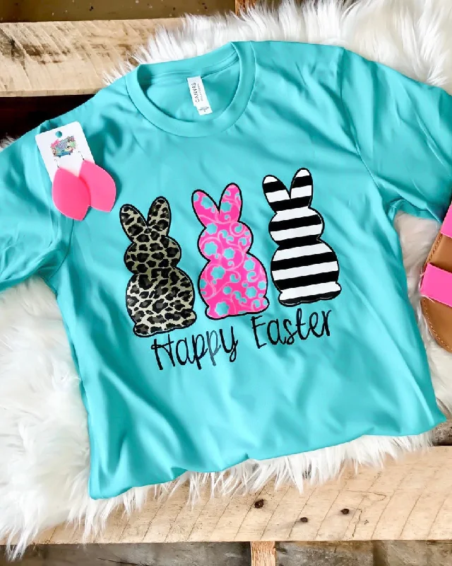 Women's T - shirt with a fringed hem3 Bunny Easter Tee