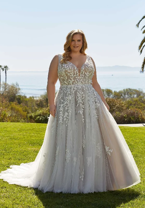 Floral - appliqued wedding dress for a feminine look3392 Lynette