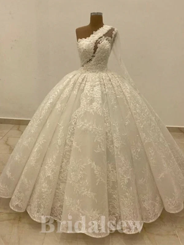 Bridal couture wedding dress by famous designerA-line Lace Princess Vintage Dream Beach One Shoulder Gorgeous Long Wedding Dresses, Bridal Gown WD453 Bridal couture wedding dress by famous designerA-line Lace Princess Vintage Dream Beach One Shoulder Gorgeous Long Wedding Dresses, Bridal Gown WD453