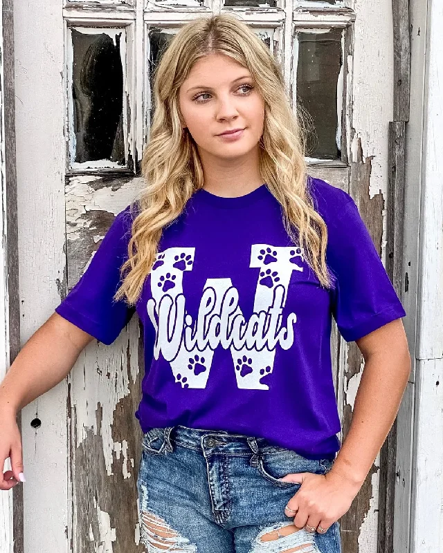 Printed women's T - shirt with a watercolor - inspired patternAll "W" Wildcats Tee