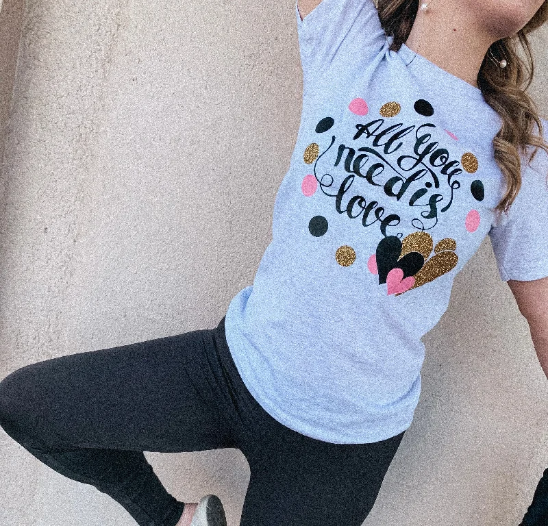 Open - work women's T - shirt with a lace - like patternAll You Need Is Love Tee