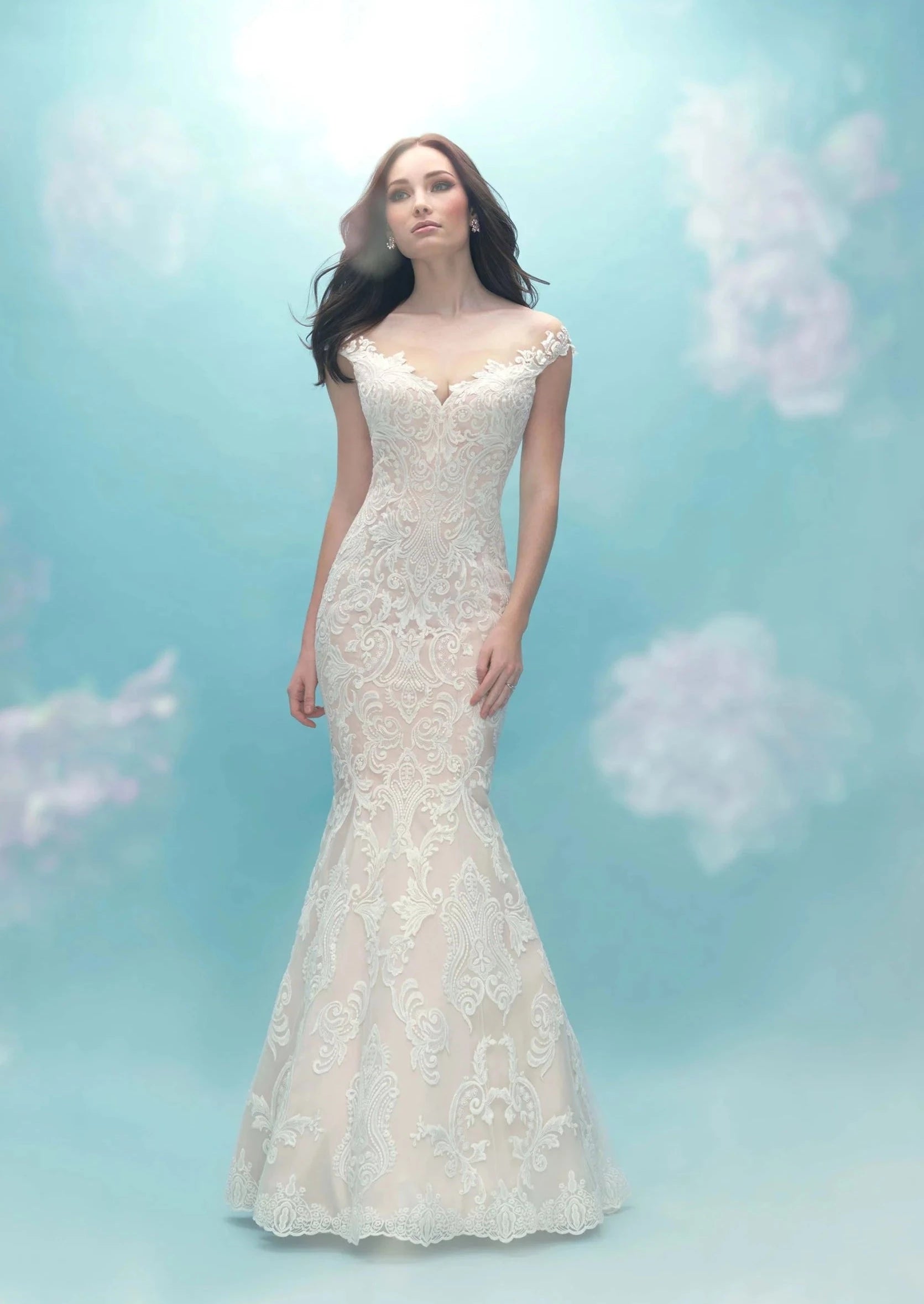 Cape - backed wedding dress for a dramatic entranceAllure 9474