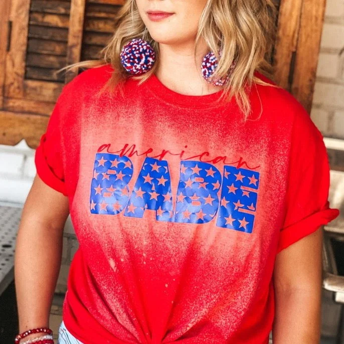 Women's T - shirt with a beaded - embroidery detailAmerican Babe Bleached Tee