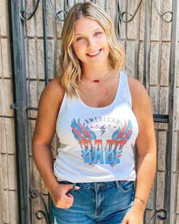 Women's lightweight linen T - shirt for warm weatherAmerican Babe Tank