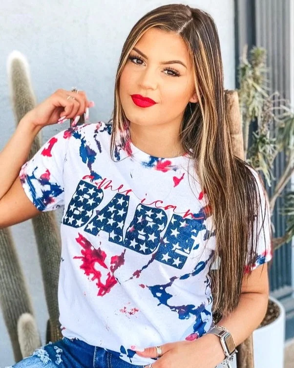 Women's wrap - style T - shirt for a customizable fitAmerican Babe Tie Dye Tee