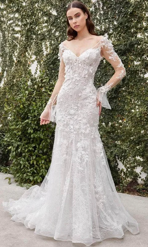 Graceful long - train wedding dressAndrea and Leo A1073WC - Long Sleeve V-Neck Wedding Dress Graceful long - train wedding dressAndrea and Leo A1073WC - Long Sleeve V-Neck Wedding Dress
