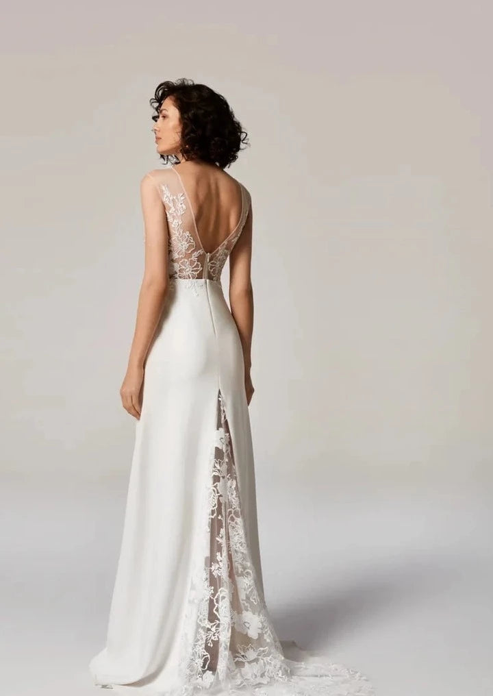 Ballroom Style Wedding Dresses with Beaded Belt and Long TrainAnna Kara Gilian