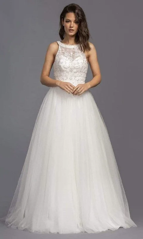 Court train A - line wedding dressAspeed Bridal - L2144 Halter Beaded Tulle A-Line Gown Court train A - line wedding dressAspeed Bridal - L2144 Halter Beaded Tulle A-Line Gown