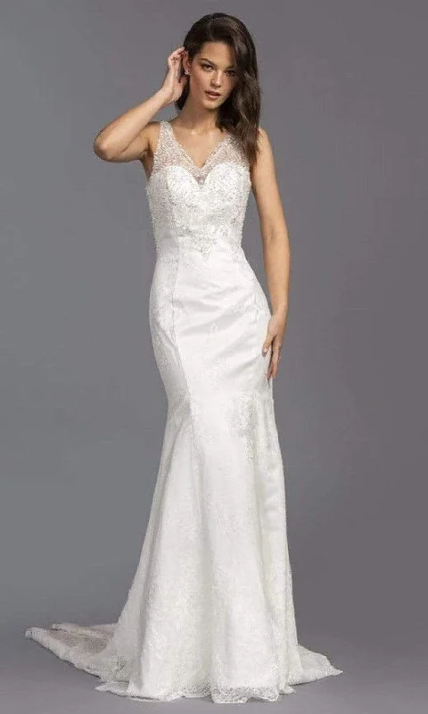 Modest - style wedding dress for a conservative brideAspeed Bridal - L2145 V Neck Beaded Accented Lace Bridal Modest - style wedding dress for a conservative brideAspeed Bridal - L2145 V Neck Beaded Accented Lace Bridal