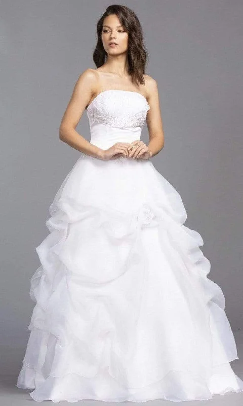 Square - neck wedding dress for a classic lookAspeed Bridal - LH039 Straight Neck Layered Soft Tulle Dress Square - neck wedding dress for a classic lookAspeed Bridal - LH039 Straight Neck Layered Soft Tulle Dress