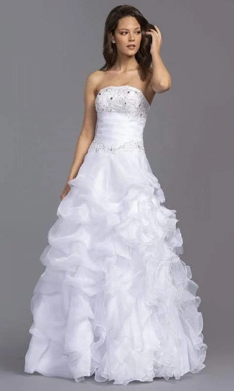 Ruffled - skirt wedding dress for a romantic lookAspeed Bridal - LH040 Strapless Ruffled A-Line Bridal Gown Ruffled - skirt wedding dress for a romantic lookAspeed Bridal - LH040 Strapless Ruffled A-Line Bridal Gown