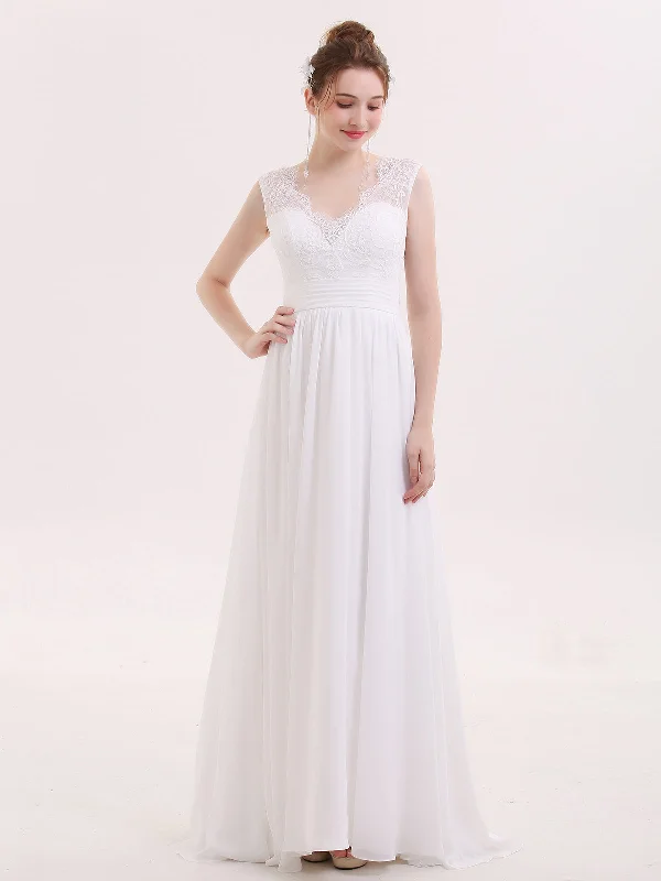 Colorful non - white wedding dress for a bold brideV-neck Chiffon Beach Wedding Dress with Bow-Ivory Colorful non - white wedding dress for a bold brideV-neck Chiffon Beach Wedding Dress with Bow-Ivory