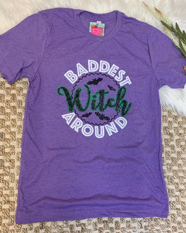 Women's T - shirt with a patchwork designBaddest Witch Around Tee