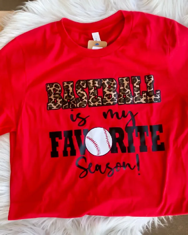 Mock - neck women's T - shirt with a drawstring hoodBaseball Is My Favorite Season Tee