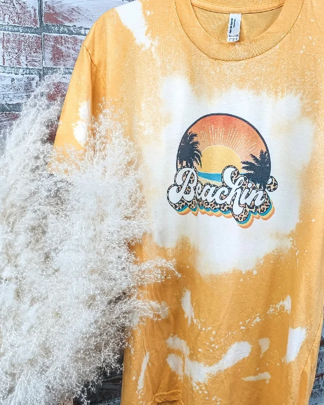 Tassel - trimmed women's T - shirt for a bohemian styleBeachin' Sunset Bleached Tee