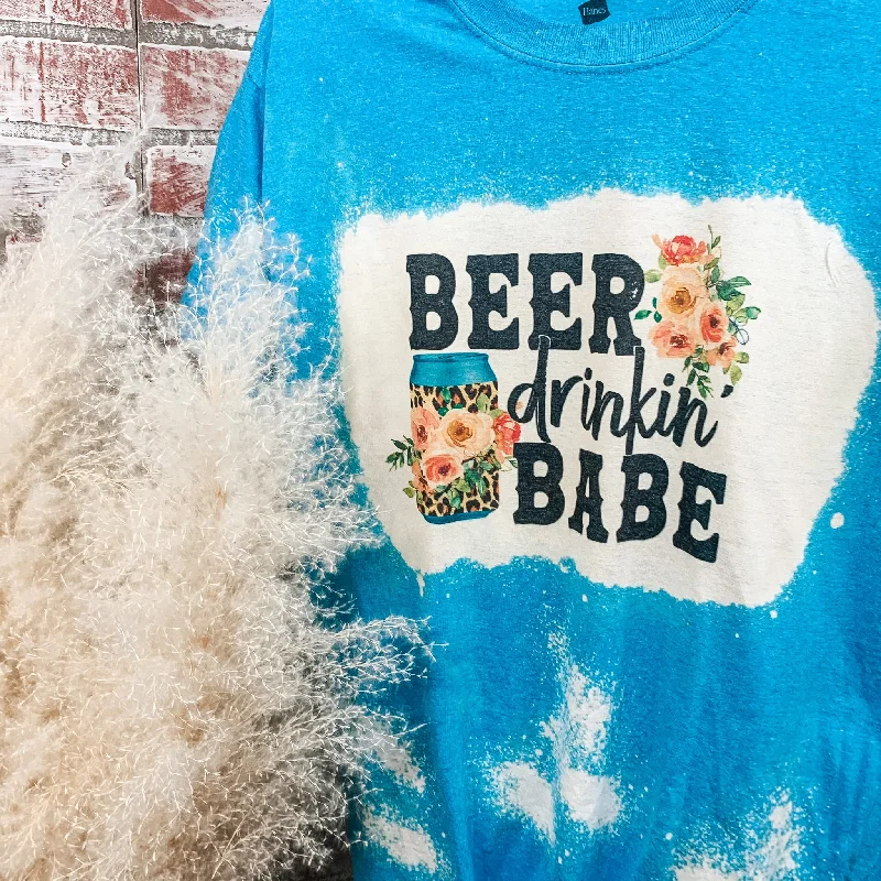 A - line women's T - shirt dress for a feminine silhouetteBeer Drinkin' Babe Bleached Tee