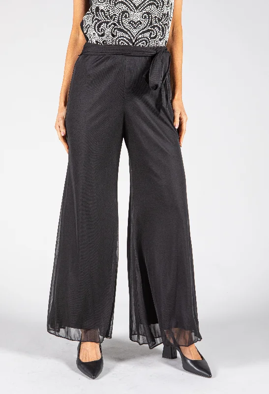 Plus size palazzo pants for women with comfortBelt Detail Mesh Trouser
