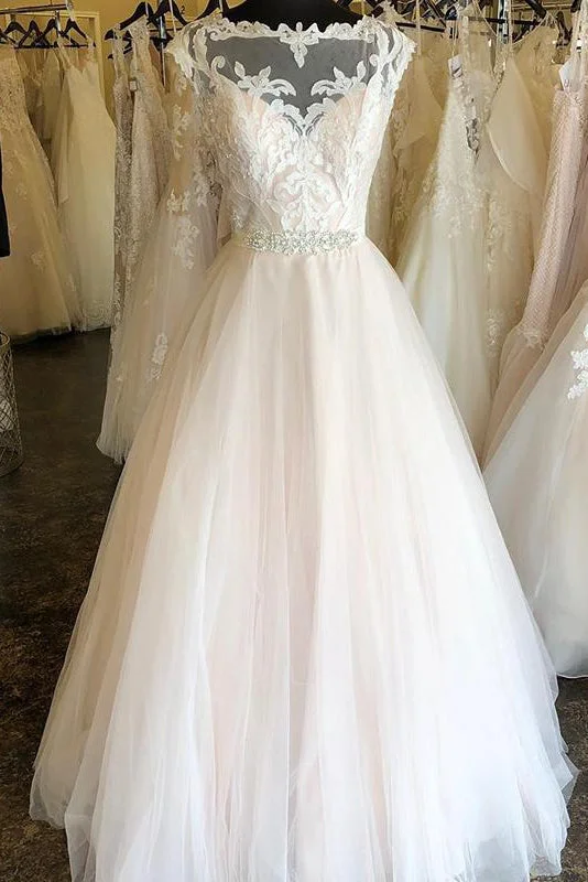 Elegant Ball Gown Wedding Dresses with Cathedral Train for LadiesLong Cap Sleeves A-line Ivory Bridal Dress with Appliques Elegant Ball Gown Wedding Dresses with Cathedral Train for LadiesLong Cap Sleeves A-line Ivory Bridal Dress with Appliques