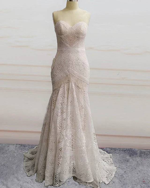 Maternity - friendly wedding dress for expecting bridesBoho Mermaid Wedding Dresses Lace Sweetheart Removable Straps Maternity - friendly wedding dress for expecting bridesBoho Mermaid Wedding Dresses Lace Sweetheart Removable Straps