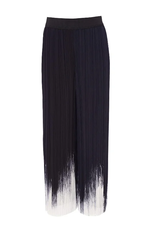 Culottes with wide leg and ruffled hem for women in a feminine and stylish styleNaya Border Print Wide Leg Pleated Trouser, Black & White