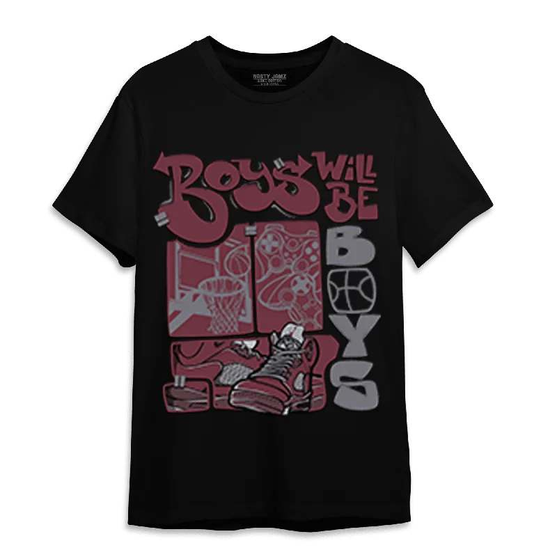 Women's T - shirt with a beaded - embroidery detailNastyJamz Burgundy 5s T Shirt Match Boys Will Be Boys