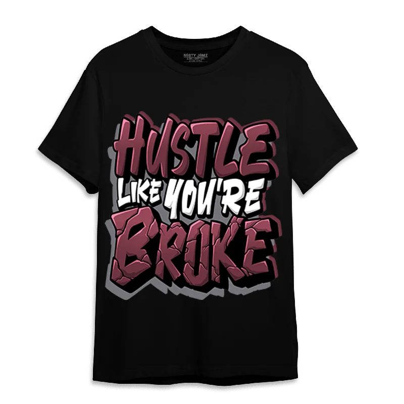 Women's T - shirt with a mock - fur collarNastyJamz Burgundy 5s T Shirt Match Hustle Like Broke