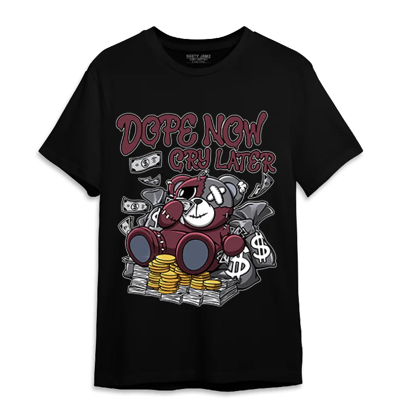 Cropped women's T - shirt to pair with high - waisted skirtsNastyJamz Burgundy 5s T Shirt Match Money Cry BER