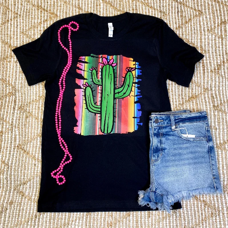 Open - work women's T - shirt with a lace - like patternCactus & Serape Tee