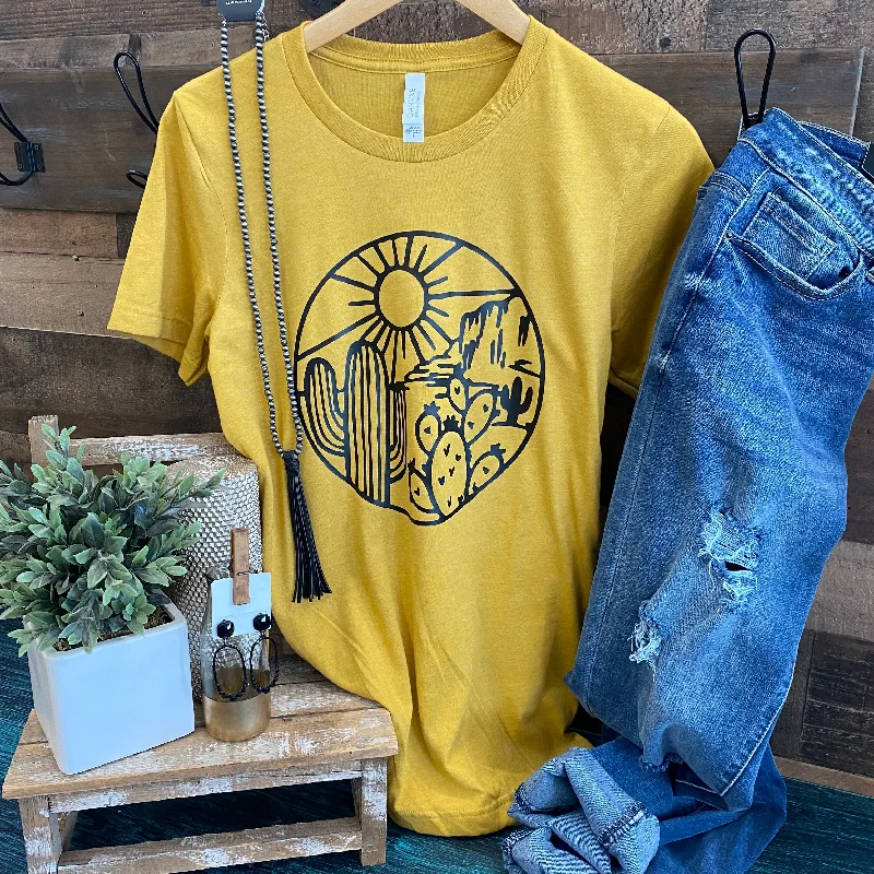 Oversized women's T - shirt with a slouchy fitCactus Sun Tee In Mustard