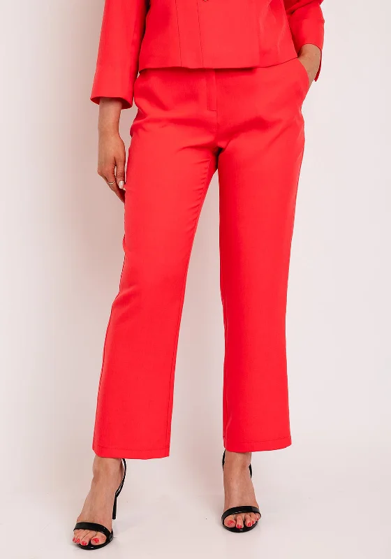Houndstooth pants for women in a traditional printCamelot High Rise Straight Leg Trousers, Coral